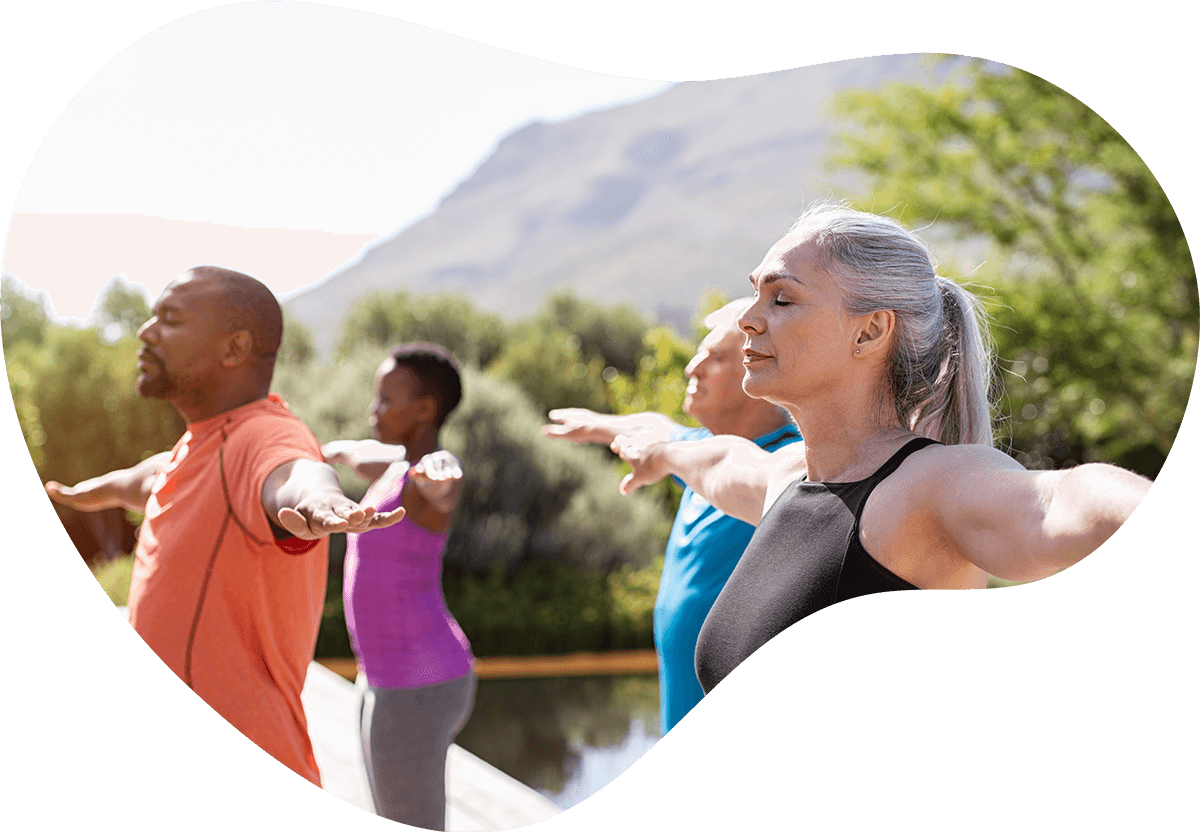 Mature Adults doing Yoga